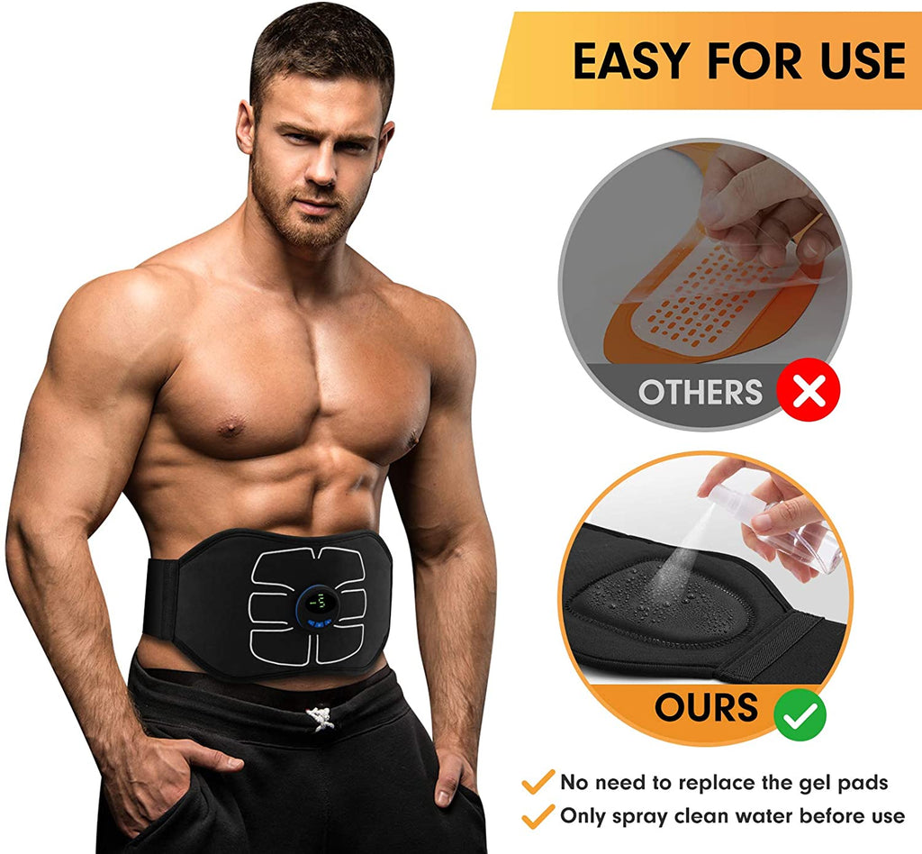 JoJoMooN EMS Muscle Stimulator Abdominal Toning Belt, ABS Training Waist  Trimmer Belt Wireless Ab Trainer Fitness Equipment for Men Woman