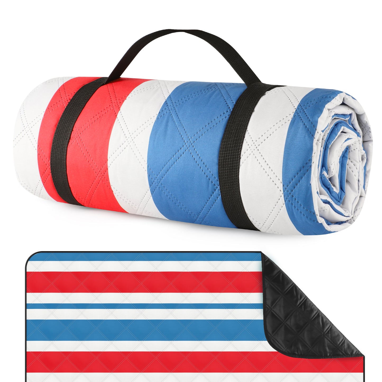 (2025 Upgrade) ANJ Outdoors Extra Large Waterproof Picnic Blankets - Red Stripe