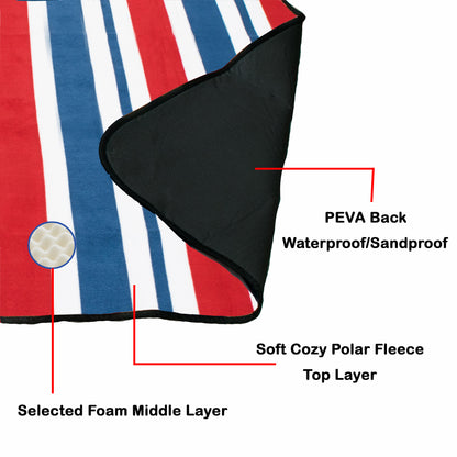 3-Layer XXL Waterproof Outdoor Blanket - Red Stripe