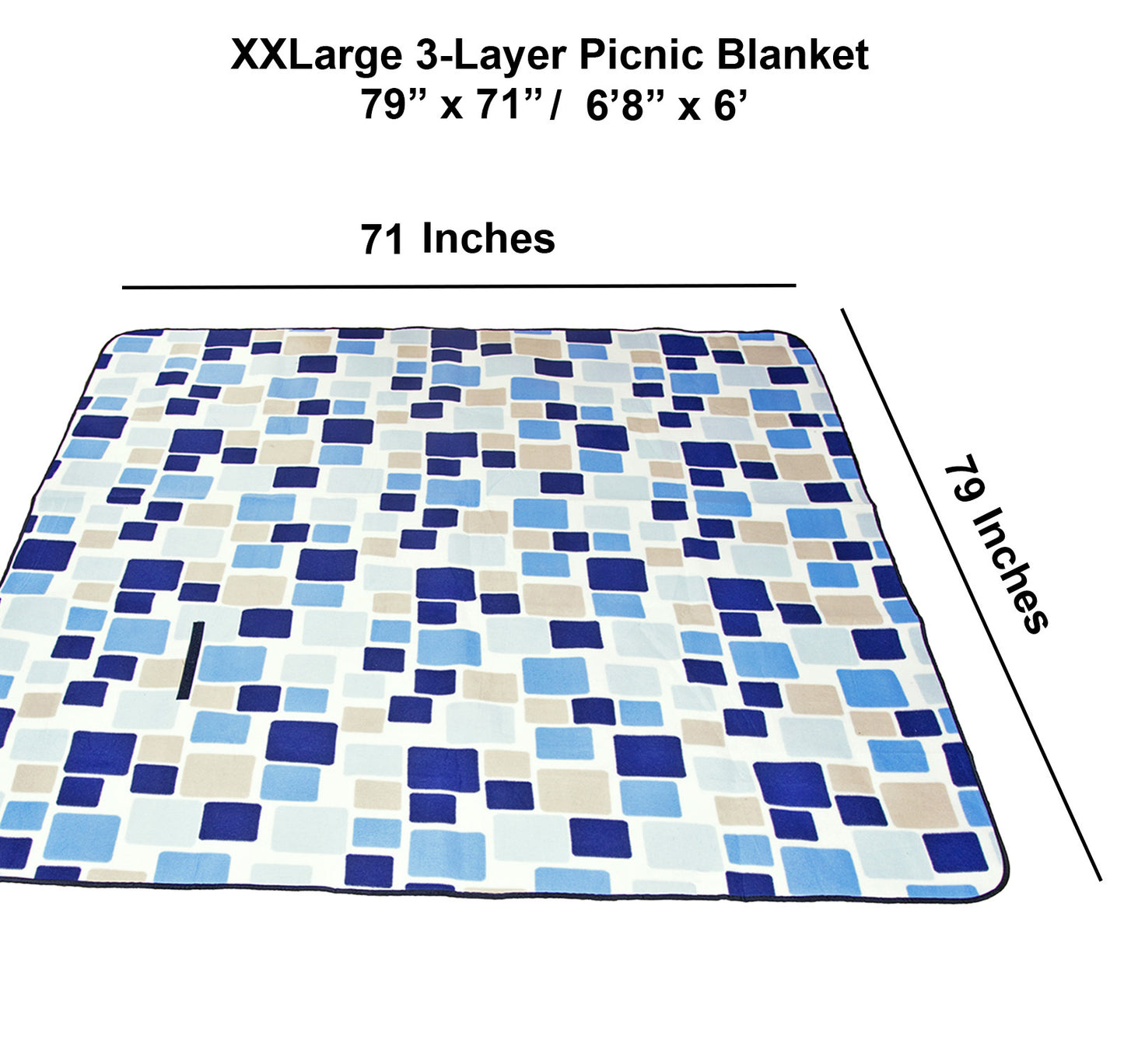 80" x 72" 3-Layer XXLarge Waterproof Outdoor Blanket - Magic Blue