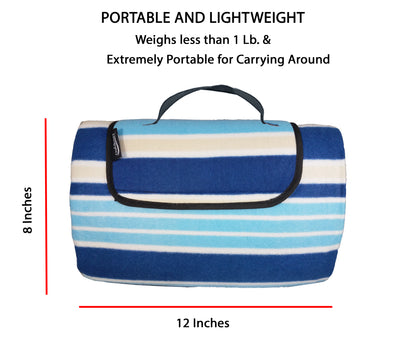 60" x 48" 3-Layer Waterproof Outdoor Blanket/Picnic Blanket - Blue Stripe