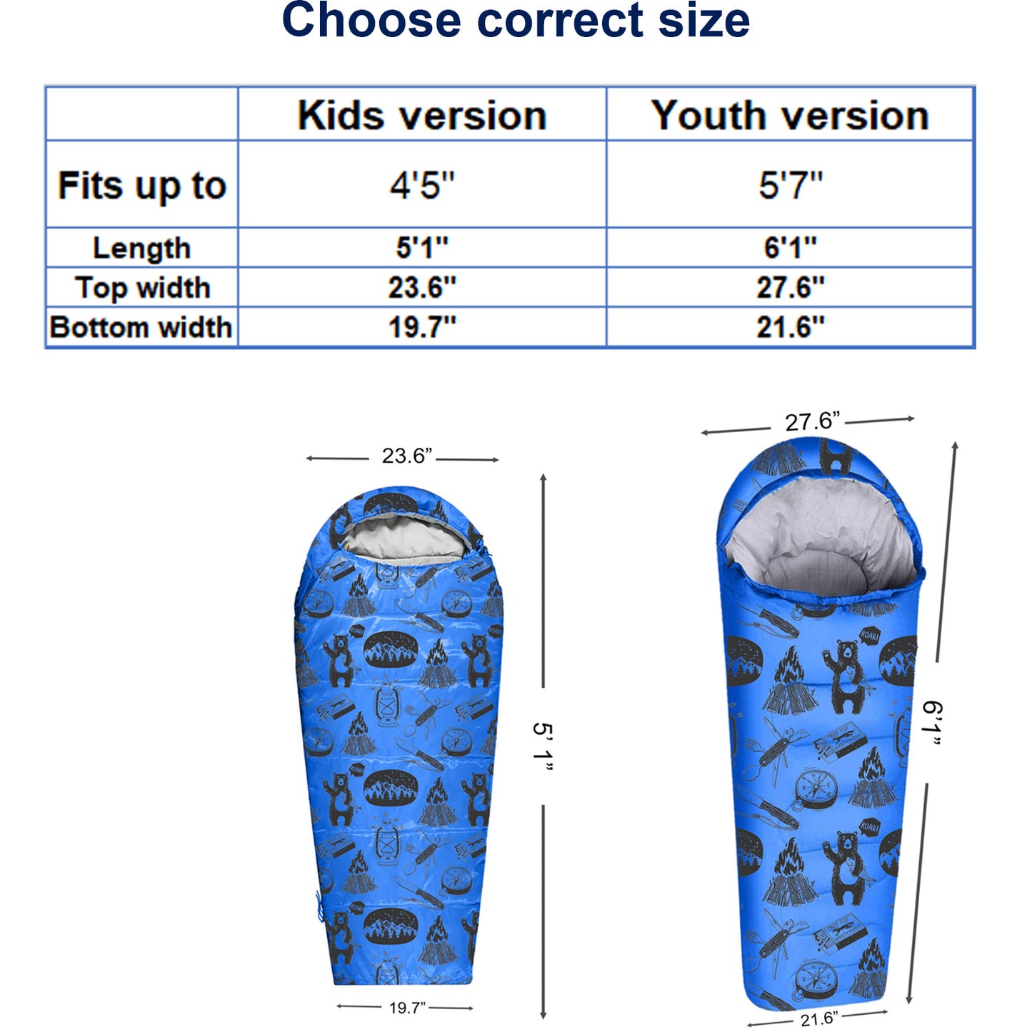 Adventure Theme 4 Seasons Indoor/Outdoor Kids Sleeping Bags - Kids version